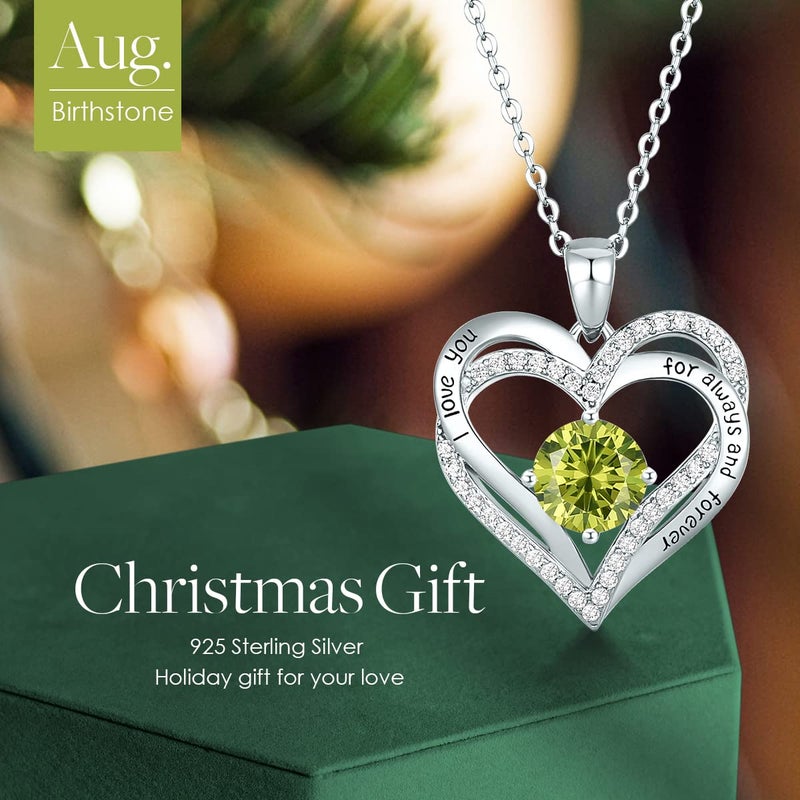 CDE Valentine's Day Gift Forever Love Heart Necklaces for Women, Wedding Anniversary, Birthday Mothers Day Christmas Day Gifts for Mom, Mother, Wife, friend, S925 Silver Jewelry with Birthstone Pendant - Image 3